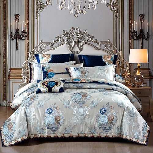 Highclatan Luxury Silk Satin Cotton Duvet Cover Set – Egyptian Cotton, Ultra-Soft & Breathable (4/6/10-Piece Set, 600TC) + FREE Gift! - LINKORI