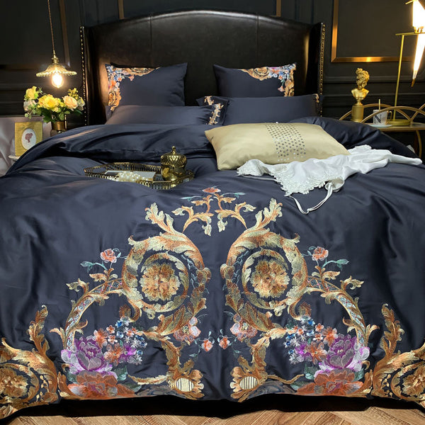 Perik Luxury Embroidered Duvet Cover Set – 100% Egyptian Cotton, Ultra-Soft & Breathable (4/6-Piece Set, 600TC) + FREE Gift! - LINKORI