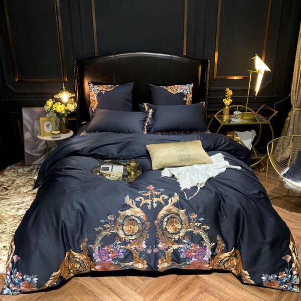 Perik Luxury Embroidered Duvet Cover Set – 100% Egyptian Cotton, Ultra-Soft & Breathable (4/6-Piece Set, 600TC) + FREE Gift! - LINKORI