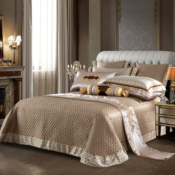 Stapun Silk Satin Luxury Royal Duvet Cover Set – 100% Egyptian Cotton, Ultra-Soft & Breathable (4/6/10-Piece Set, 600TC) + FREE Gift! - LINKORI