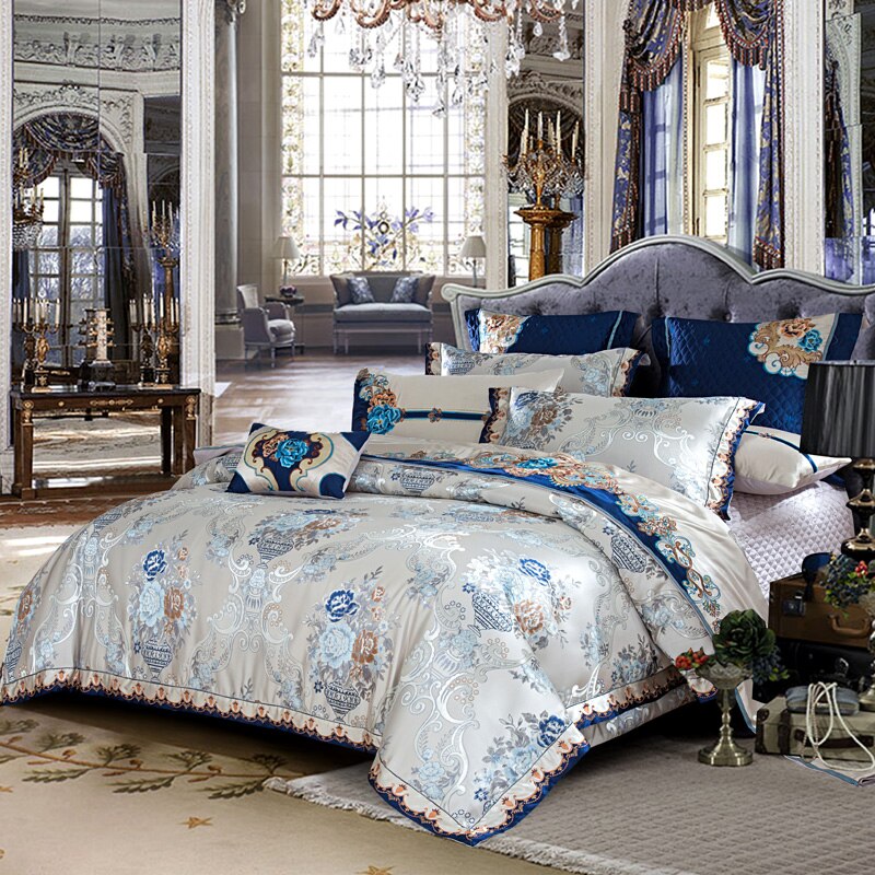 Highclatan Luxury Silk Satin Cotton Duvet Cover Set – Egyptian Cotton, Ultra-Soft & Breathable (4/6/10-Piece Set, 600TC) + FREE Gift! - LINKORI