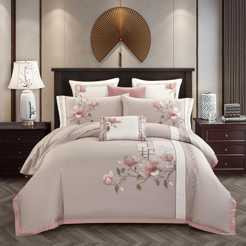 Floraline Duvet Cover Set – 100% Egyptian Cotton, Ultra-Soft & Breathable (4/7 Piece Set) + FREE Gift! - LINKORI