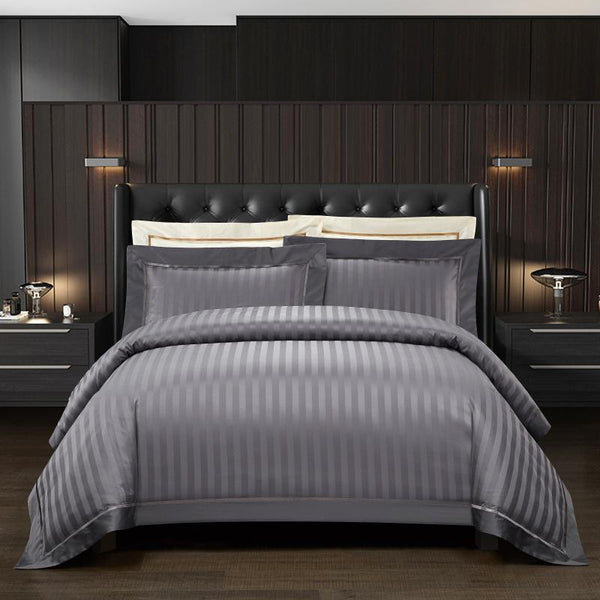 Gradiol S. Grey Duvet Cover Set – 100% Egyptian Cotton, Ultra-Soft & Breathable (4-Piece Set) + FREE Gift! - LINKORI