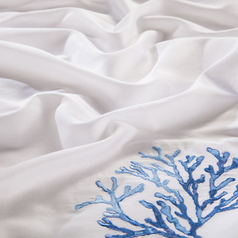Blue Coral Duvet Cover Set – 100% Egyptian Cotton, Ultra-Soft & Breathable (4/6 Piece Set) + FREE Gift!