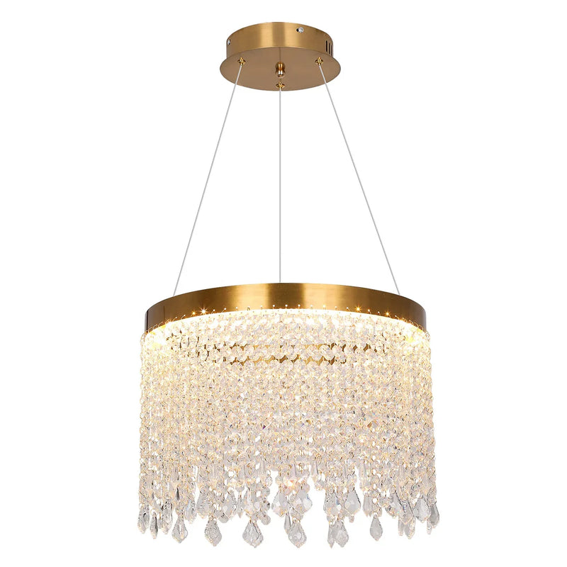 Luxury Crystal Tassel Chandelier – Gold Contemporary Pendant Light for Bedroom & Living Room | LINKORI THELUCKY