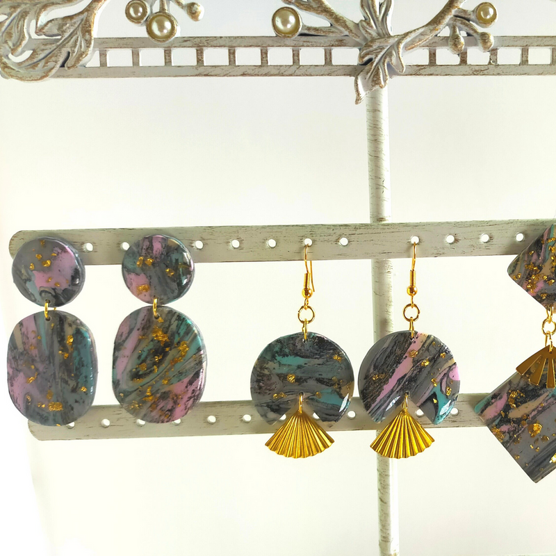 "Edna" Faux Marble Polymer Clay Earrings