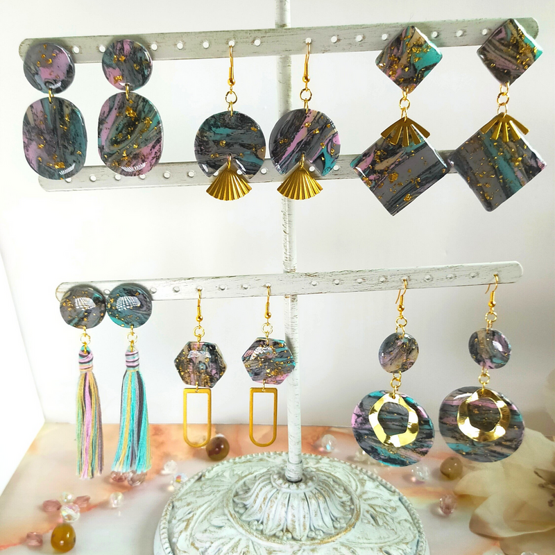 "Edna" Faux Marble Polymer Clay Earrings