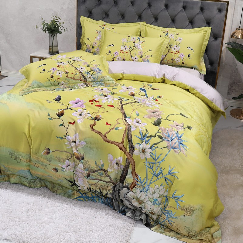 Beautiflower Duvet Cover Set – 100% Egyptian Cotton, Ultra-Soft & Breathable (4-Piece Set) + FREE Gift! - LINKORI