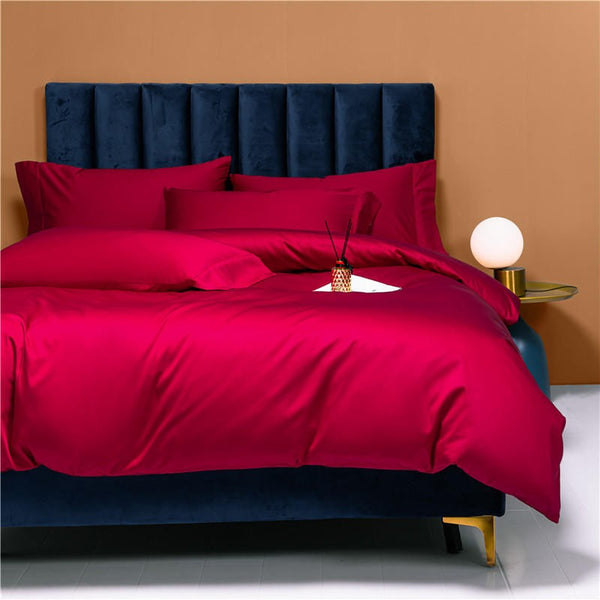 Neslla The Red Duvet Cover Set – 100% Egyptian Cotton, Ultra-Soft & Breathable (4-Piece Set) + FREE Gift! - LINKORI
