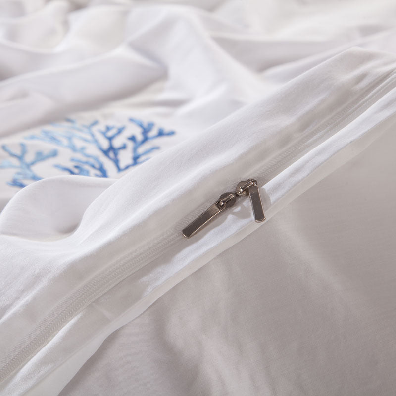 Blue Coral Duvet Cover Set – 100% Egyptian Cotton, Ultra-Soft & Breathable (4/6 Piece Set) + FREE Gift!