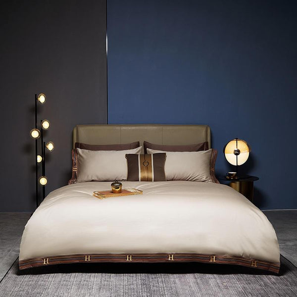 Cream Satin Duvet Cover Set – 100% Egyptian Cotton, Ultra-Soft & Breathable (4-Piece Set) + FREE Gift! - LINKORI