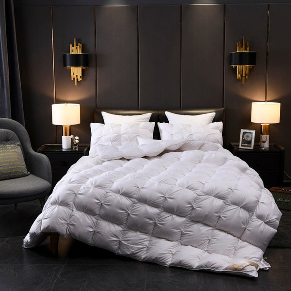 White Luxurious Quilted Cotton Goose Down Comforter – Ultra-Soft, Warm & Breathable + FREE Gift! - LINKORI