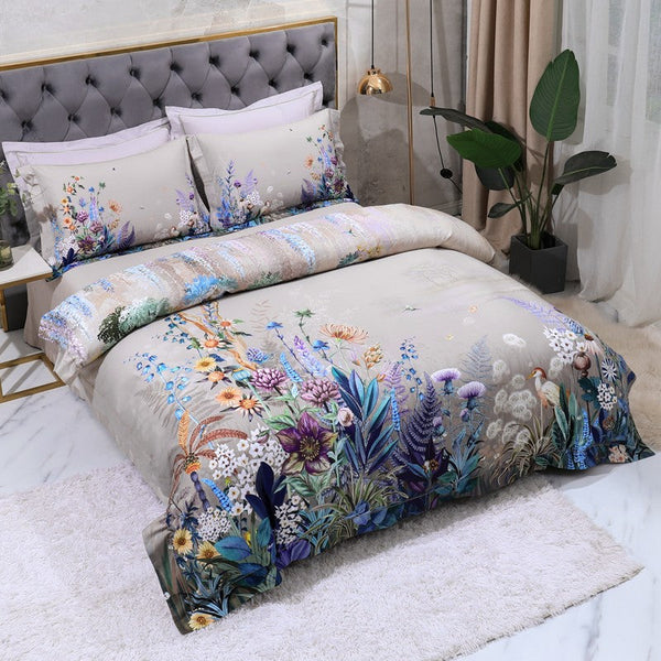 Fliflowers Duvet Cover Set – 100% Egyptian Cotton, Ultra-Soft & Breathable (4-Piece Set) + FREE Gift! - LINKORI