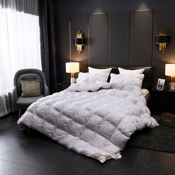 White Luxurious Quilted Cotton Goose Down Comforter – Ultra-Soft, Warm & Breathable + FREE Gift! - LINKORI