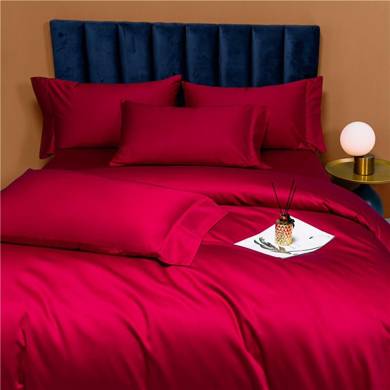 Neslla The Red Duvet Cover Set – 100% Egyptian Cotton, Ultra-Soft & Breathable (4-Piece Set) + FREE Gift! - LINKORI