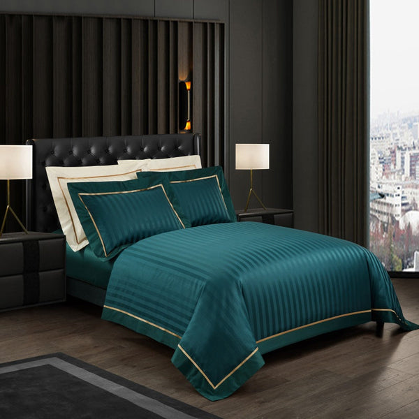 Gradiol S. Green Duvet Cover Set – 100% Egyptian Cotton, Ultra-Soft & Breathable (4-Piece Set) + FREE Gift! - LINKORI