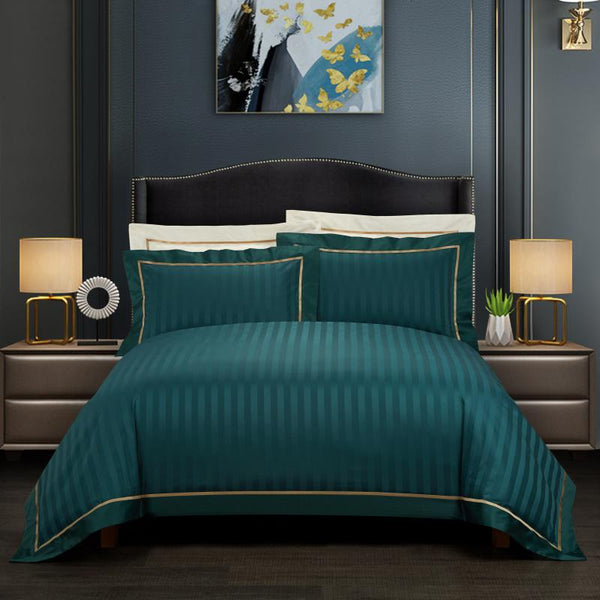 Gradiol S. Green Duvet Cover Set – 100% Egyptian Cotton, Ultra-Soft & Breathable (4-Piece Set) + FREE Gift! - LINKORI