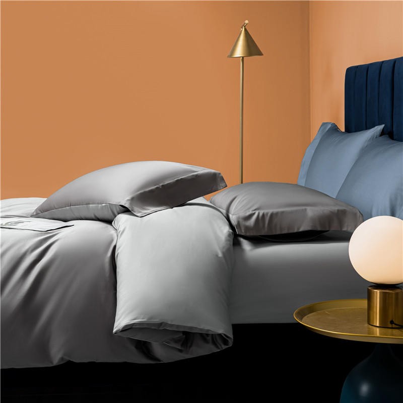 Neslla Grey Reversible Duvet Cover Set – 100% Egyptian Cotton, Ultra-Soft & Breathable (4-Piece Set) + FREE Gift! - LINKORI