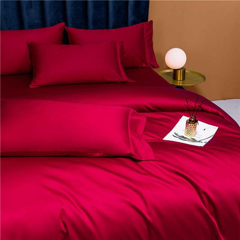 Neslla The Red Duvet Cover Set – 100% Egyptian Cotton, Ultra-Soft & Breathable (4-Piece Set) + FREE Gift! - LINKORI