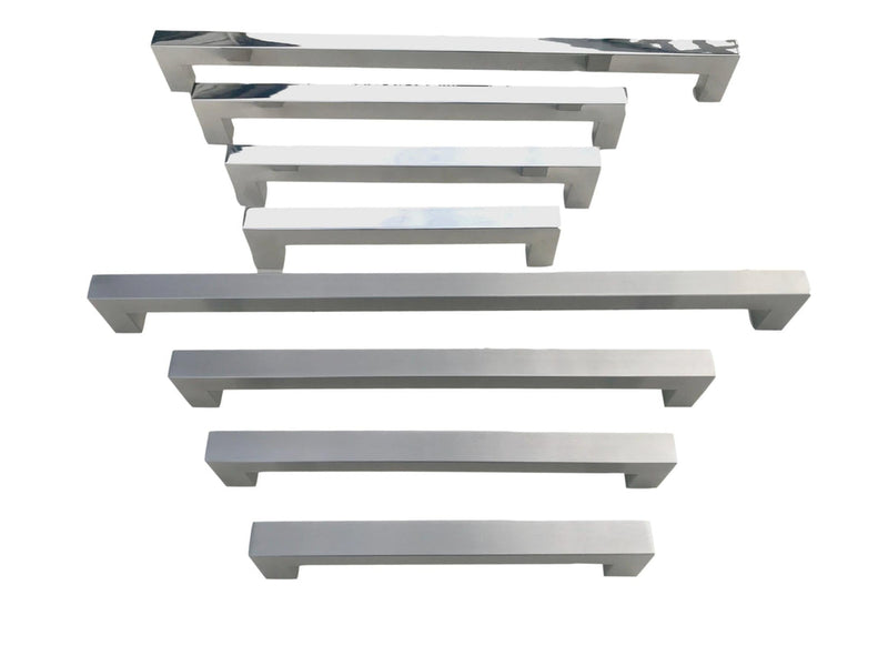 Panel Ready Refrigerator Appliance Pull Brushed Nickel Square Bar Pull Handle - Sizes 8" to 18" Celeste Designs