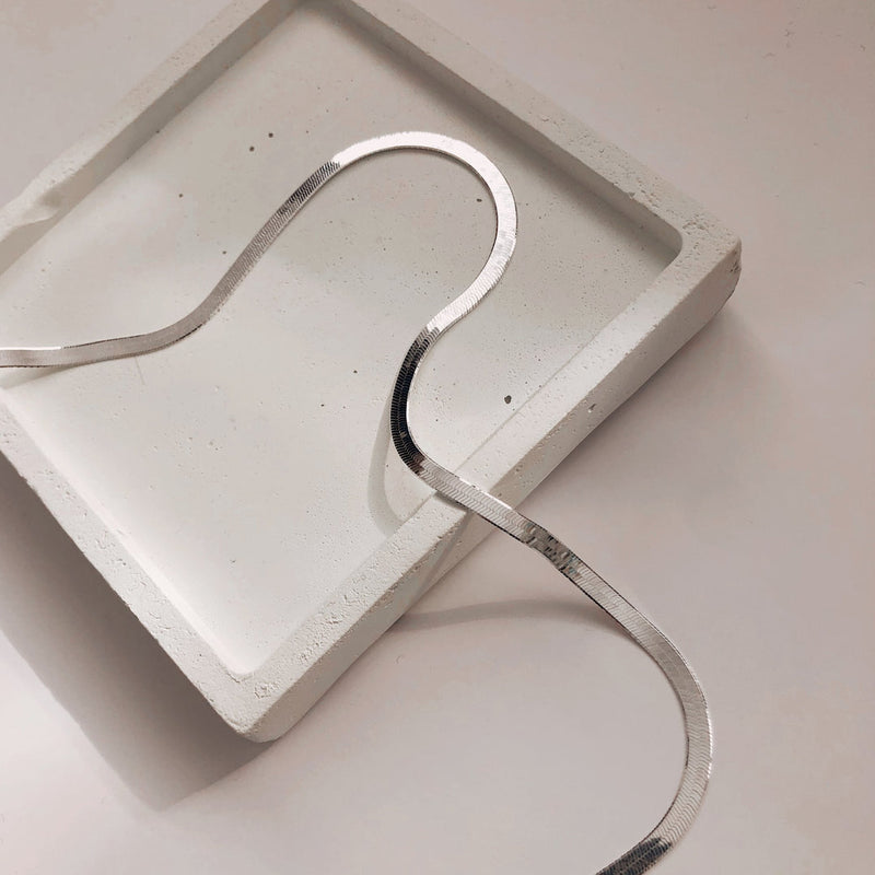 Flat Snake Chain Necklace Sterling Silver - Lucy Ashton Jewellery