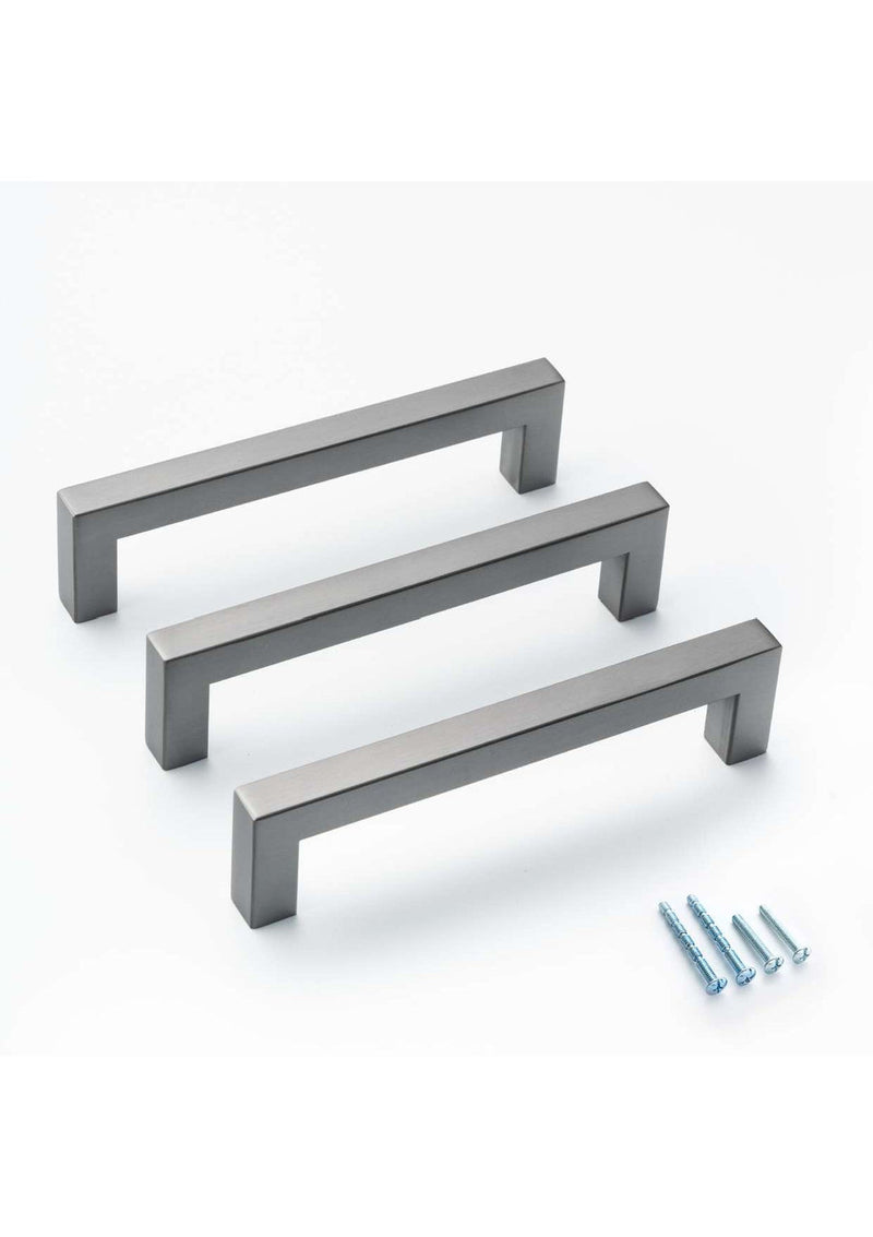 Pewter Square Bar Pull Cabinet Handle Sizes 4" to 24"  (1/2" Thickness)