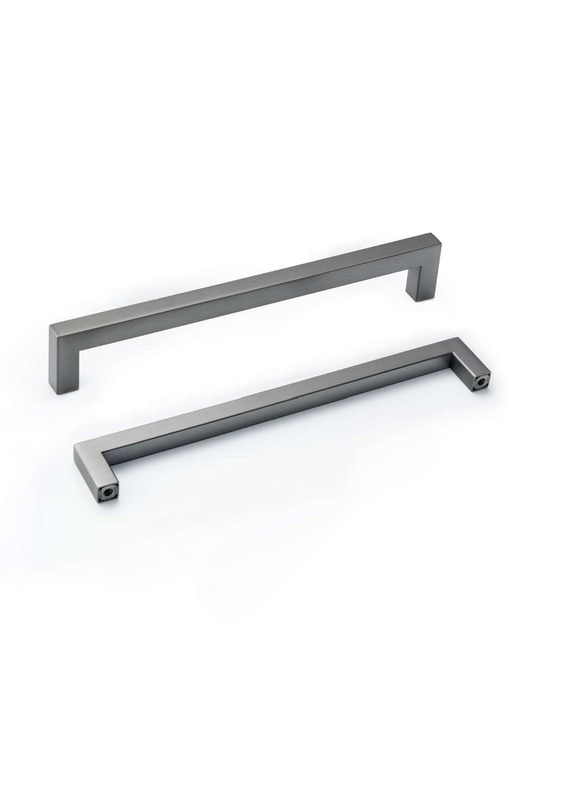 Pewter Square Bar Pull Cabinet Handle Sizes 4" to 24" (1/2" Thickness)