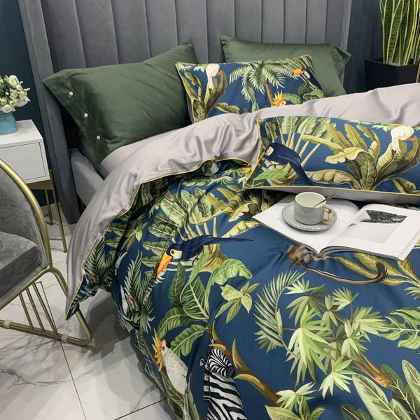 Junglia Duvet Cover Set – 100% Egyptian Cotton, Ultra-Soft & Breathable (4-Piece Set) + FREE Gift! - LINKORI