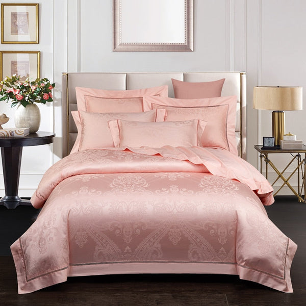 Lenezma Light Pink Duvet Cover Set – 100% Egyptian Cotton, Ultra-Soft & Breathable (4/7-Piece Set) + FREE Gift! - LINKORI