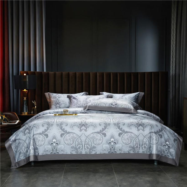 Mongble Grey Soft Duvet Cover Set – 100% Egyptian Cotton, Ultra-Soft & Breathable (4-Piece Set) + FREE Gift! - LINKORI