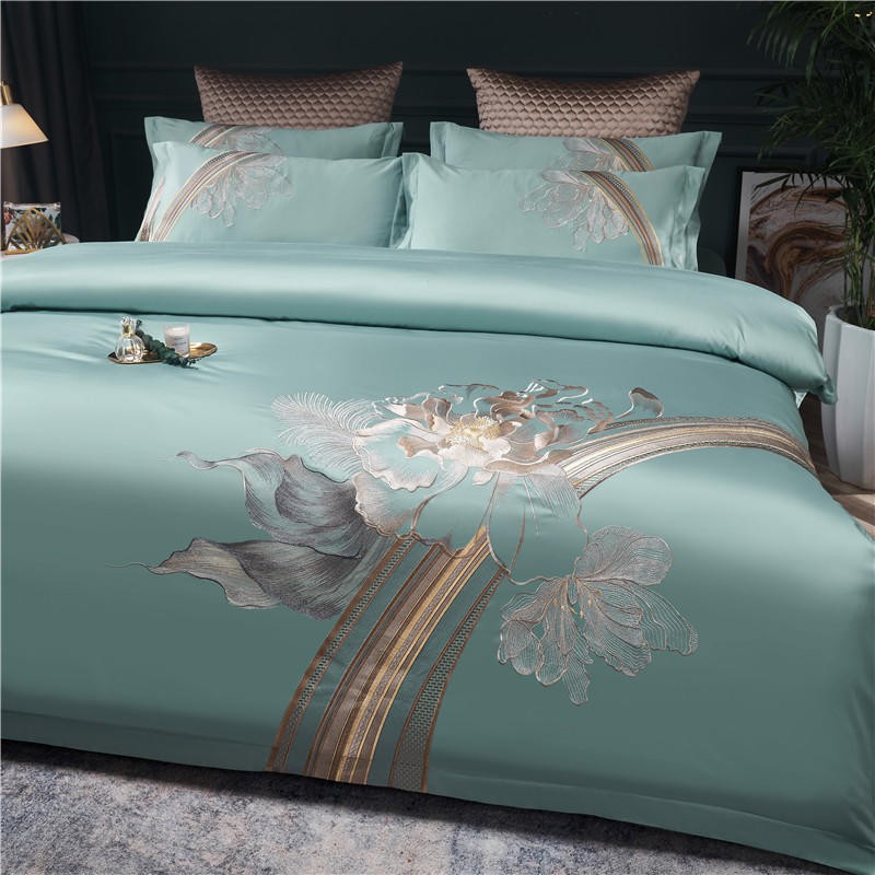 Liliflo Luxury Embroidered Duvet Cover Set – 100% Egyptian Cotton, Ultra-Soft & Elegant (4-Piece Set) + FREE Gift!