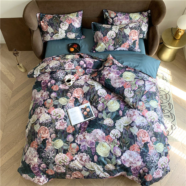 Flower Garden Duvet Cover Set – 100% Egyptian Cotton, Ultra-Soft & Breathable (4-Piece Set) + FREE Gift! - LINKORI