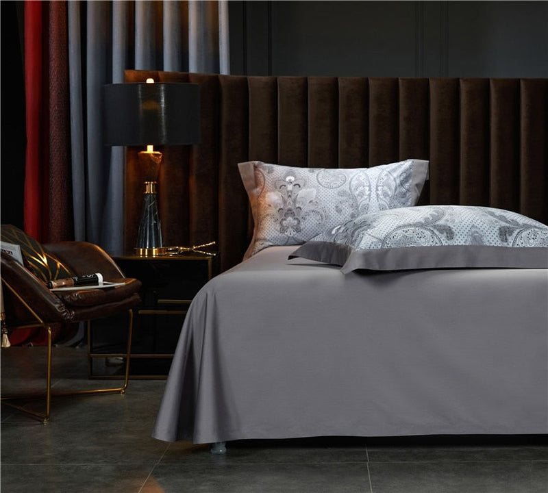 Mongble Grey Soft Duvet Cover Set – 100% Egyptian Cotton, Ultra-Soft & Breathable (4-Piece Set) + FREE Gift! - LINKORI
