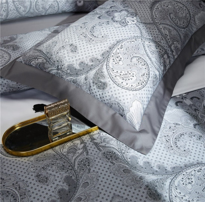 Mongble Grey Soft Duvet Cover Set – 100% Egyptian Cotton, Ultra-Soft & Breathable (4-Piece Set) + FREE Gift! - LINKORI