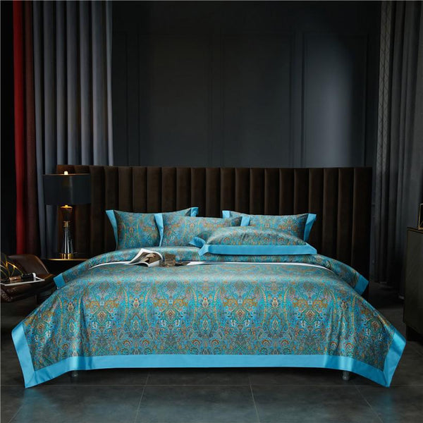 DingkaBlue Soft Duvet Cover Set – 100% Egyptian Cotton, Ultra-Soft & Breathable (4-Piece Set) + FREE Gift! - LINKORI
