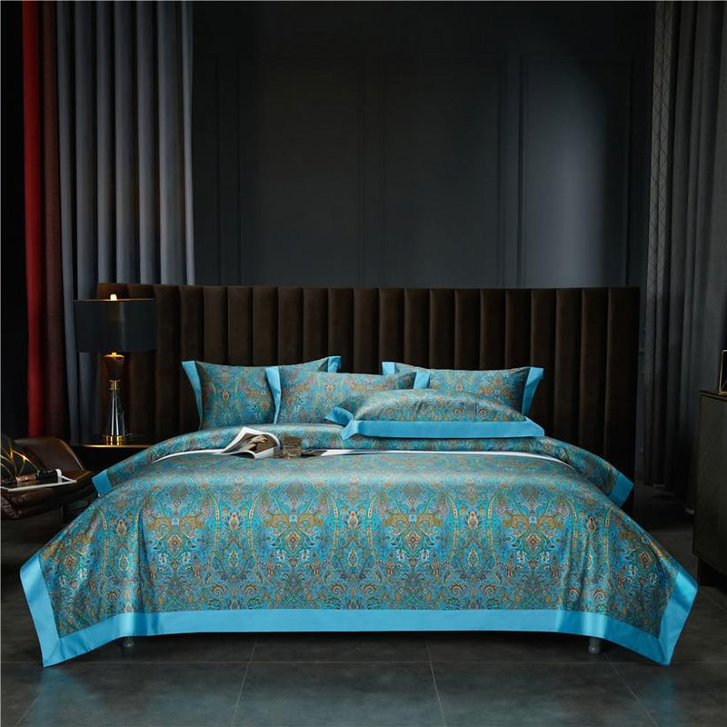DingkaBlue Soft Duvet Cover Set – 100% Egyptian Cotton, Ultra-Soft & Breathable (4-Piece Set) + FREE Gift! - LINKORI