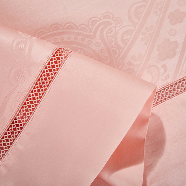 Lenezma Light Pink Duvet Cover Set – 100% Egyptian Cotton, Ultra-Soft & Breathable (4/7-Piece Set) + FREE Gift! - LINKORI