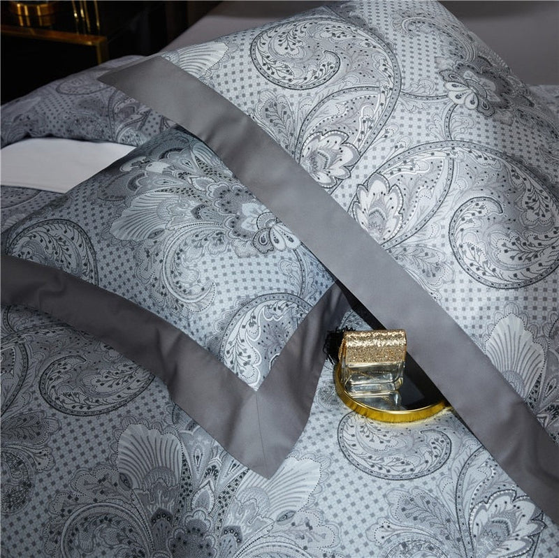Mongble Grey Soft Duvet Cover Set – 100% Egyptian Cotton, Ultra-Soft & Breathable (4-Piece Set) + FREE Gift! - LINKORI