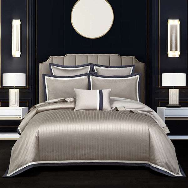 Pilli Lined Duvet Cover Set – 100% Egyptian Cotton, Ultra-Soft & Breathable (4/7-Piece Set) + FREE Gift! - LINKORI
