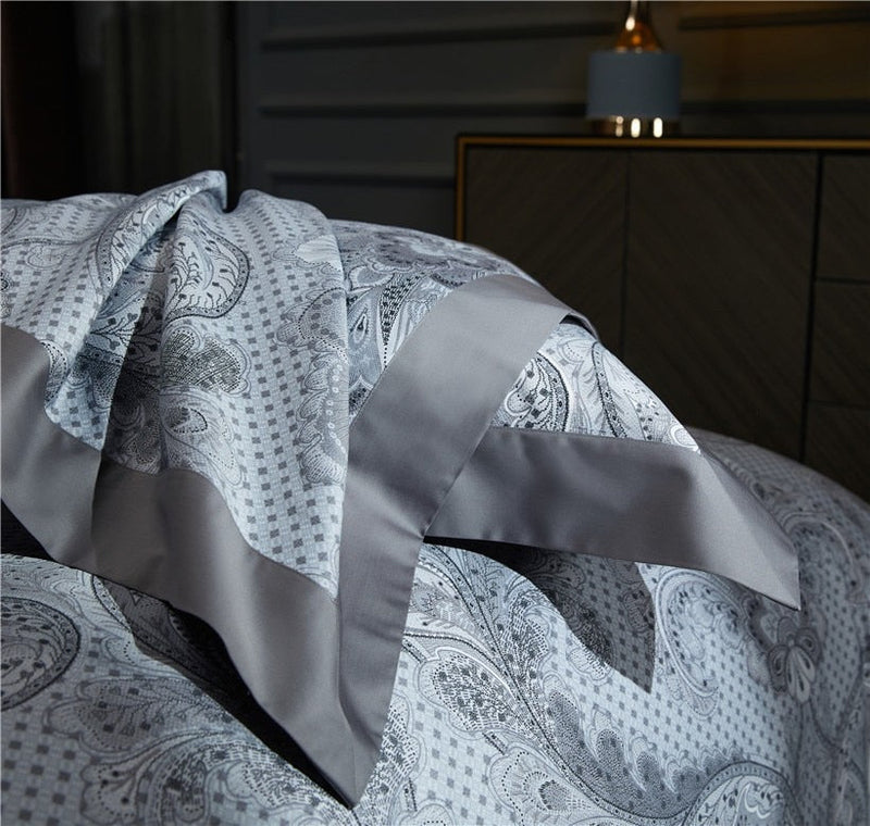 Mongble Grey Soft Duvet Cover Set – 100% Egyptian Cotton, Ultra-Soft & Breathable (4-Piece Set) + FREE Gift! - LINKORI