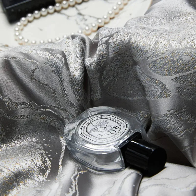 Silver Grey Jacquard Duvet Cover Set - Luxury Egyptian Cotton Bedding 4/6-Piece Set | LINKORI The Royal Silver
