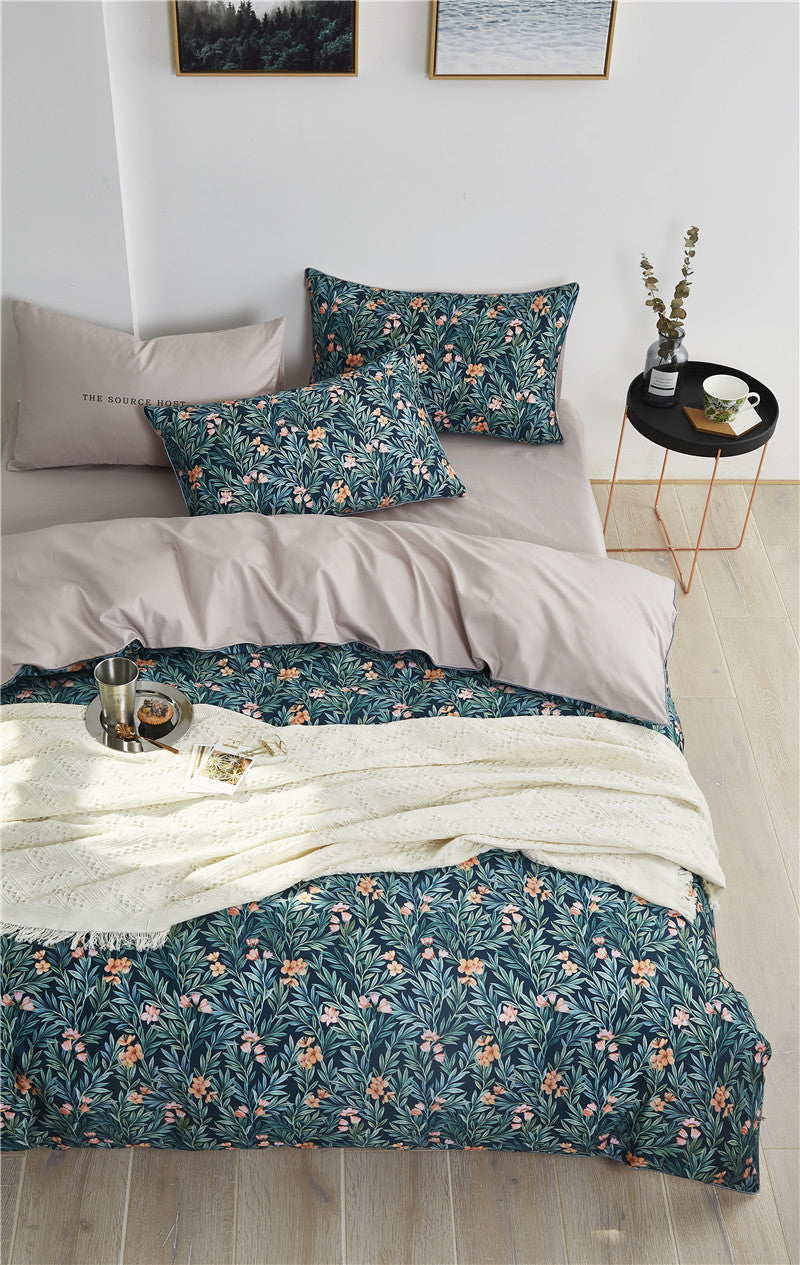 On the Grass Duvet Cover Set – 100% Egyptian Cotton, Ultra-Soft & Breathable (4-Piece Set) + FREE Gift! - LINKORI