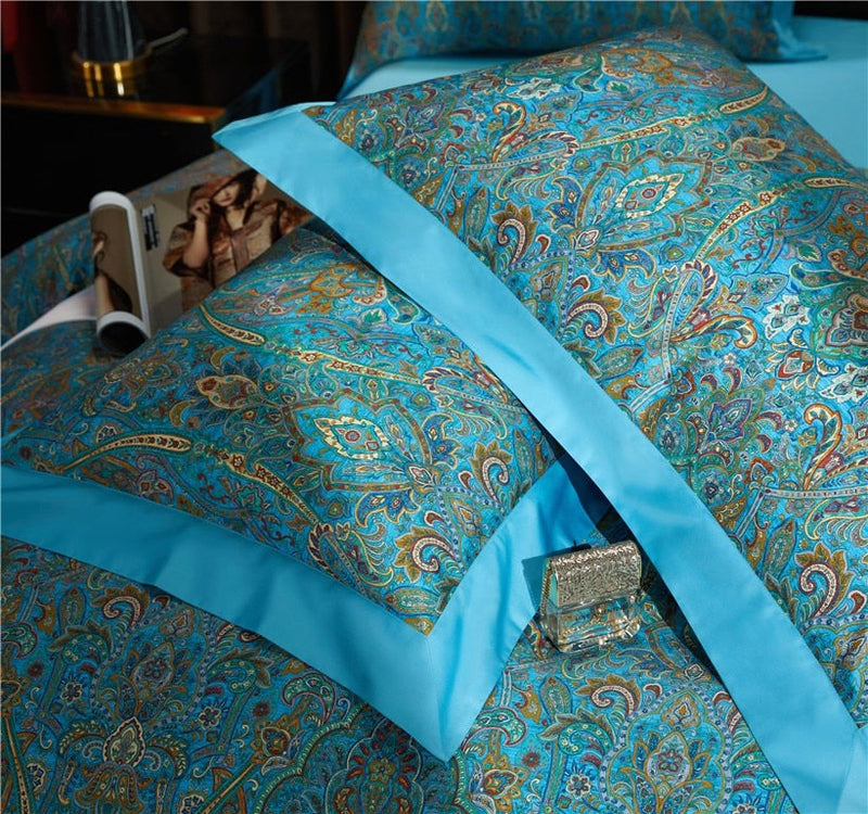 DingkaBlue Soft Duvet Cover Set – 100% Egyptian Cotton, Ultra-Soft & Breathable (4-Piece Set) + FREE Gift! - LINKORI