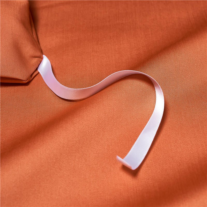 Liliflo Luxury Embroidered Orange Duvet Cover Set – 100% Egyptian Cotton, Ultra-Soft & Elegant (4-Piece Set) + FREE Gift!