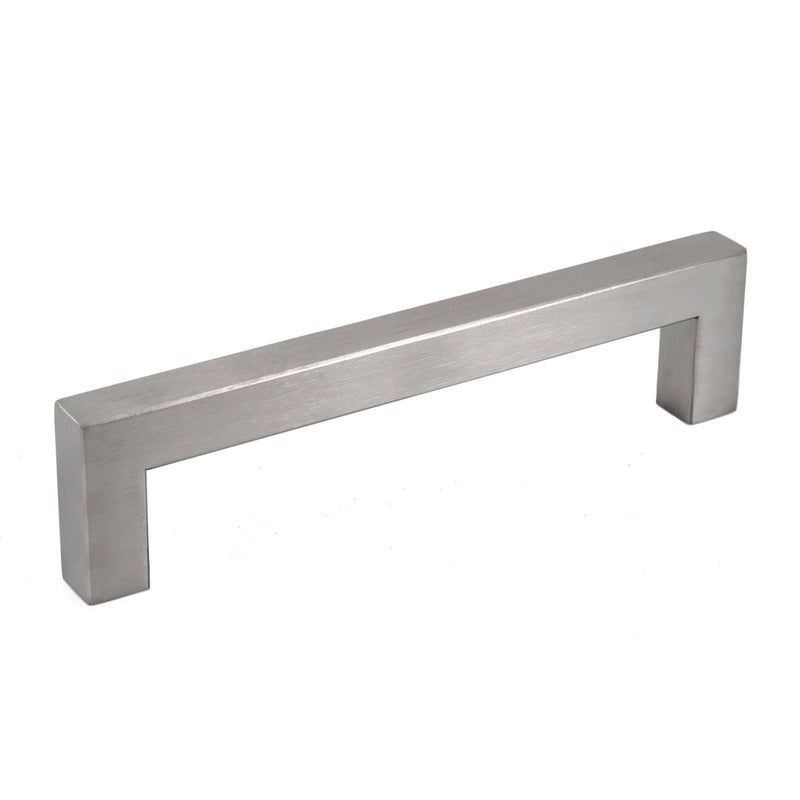 Outdoor Use Powder Coated Brushed Nickel Square Bar Pull Cabinet Handle - Sizes 4" to 24" - (1/2" Thickness)