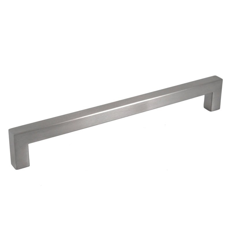 Outdoor Use Powder Coated Brushed Nickel Square Bar Pull Cabinet Handle - Sizes 4" to 24" - (1/2" Thickness)