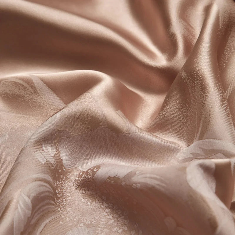 Rose Gold Floral Satin Duvet Cover Set - Luxury 1000TC Egyptian Cotton Bedding 4/7-Piece Set | LINKORI Florad Rose Gold