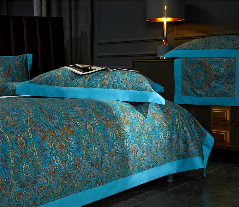 DingkaBlue Soft Duvet Cover Set – 100% Egyptian Cotton, Ultra-Soft & Breathable (4-Piece Set) + FREE Gift! - LINKORI