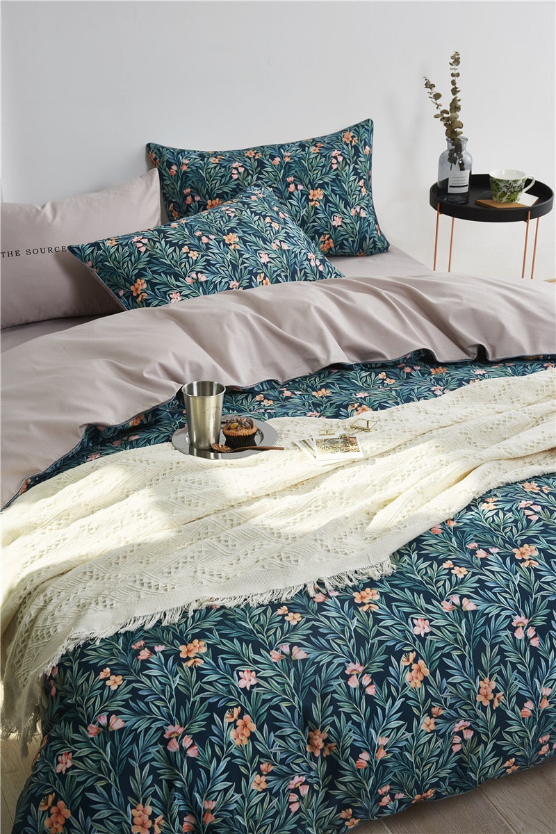 On the Grass Duvet Cover Set – 100% Egyptian Cotton, Ultra-Soft & Breathable (4-Piece Set) + FREE Gift! - LINKORI