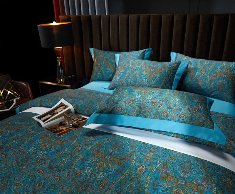 DingkaBlue Soft Duvet Cover Set – 100% Egyptian Cotton, Ultra-Soft & Breathable (4-Piece Set) + FREE Gift! - LINKORI